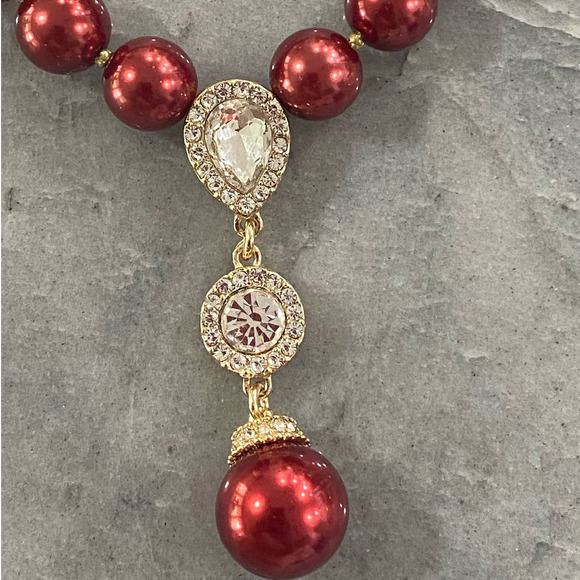 CHARTER CLUB Gold-Tone Crystal Halo & Colored Imitation Pearl Lariat Necklace - Picture 3 of 5